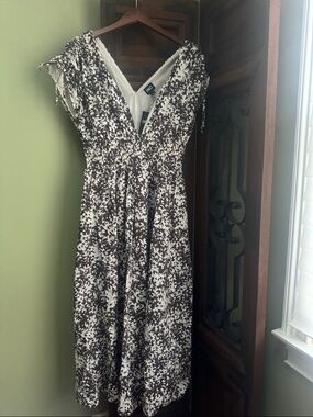 INC International Concepts Brown and White Printed Midi Dress-Large